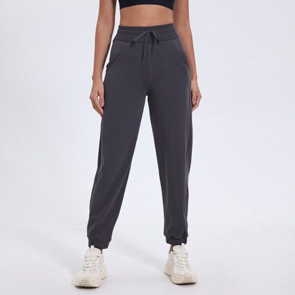 High waist loose cuffed sports casual pants with split sides for running and fitness trousers and yoga wear - Image 2