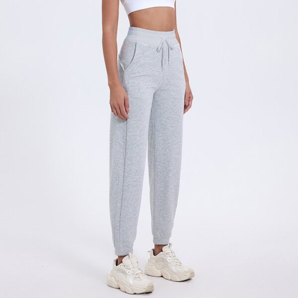 High waist loose cuffed sports casual pants with split sides for running and fitness trousers and yoga wear - Image 3